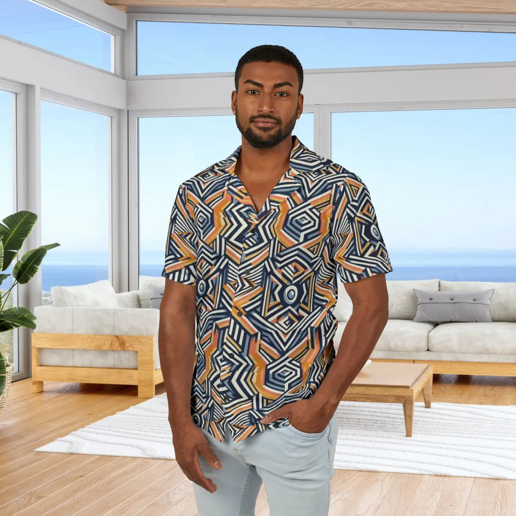 Bold Geometric Hawaiian Camp Shirt - Summer Style - DipaliZ