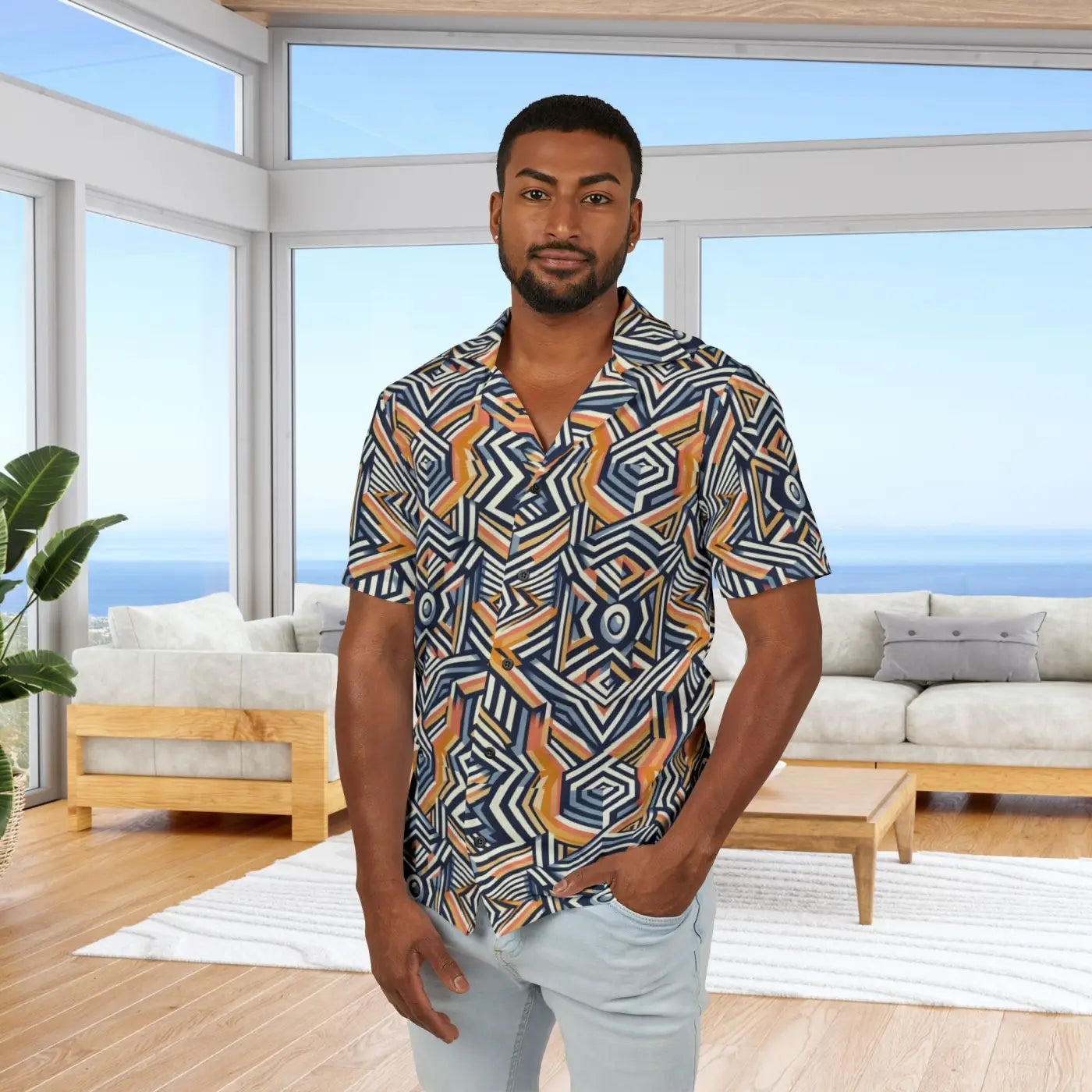 Bold Geometric Hawaiian Camp Shirt - Summer Style - DipaliZ