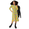 Geometric Pattern Print Long Sleeve Midi Dress - DipaliZ