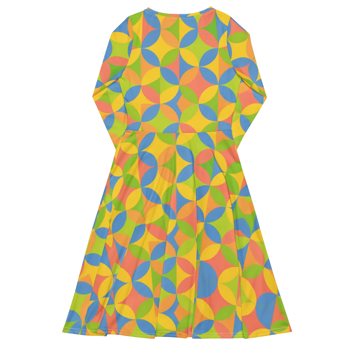 Geometric Pattern Print Long Sleeve Midi Dress - DipaliZ