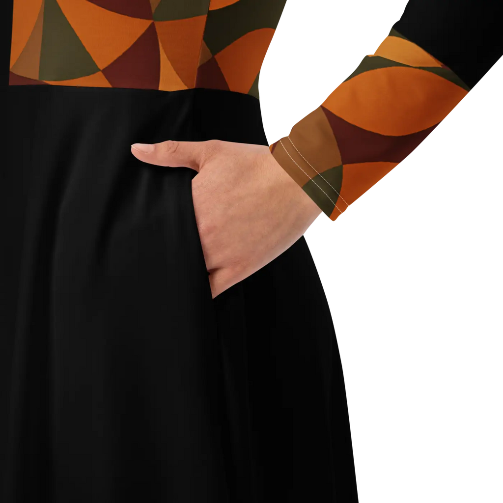 Geometric Pattern Midi Dress - Flattering Silhouette - DipaliZ