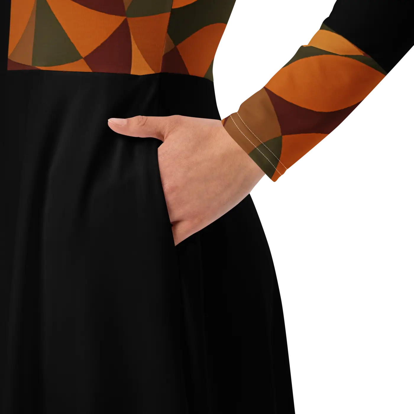 Geometric Pattern Midi Dress - Flattering Silhouette - DipaliZ