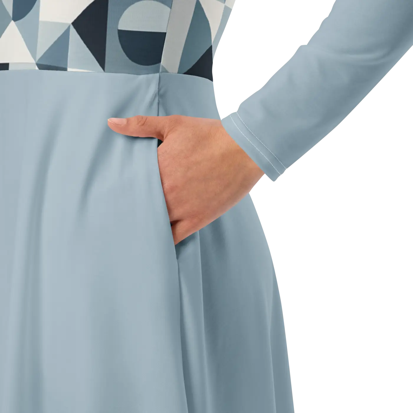 Geometric Pattern Midi Dress - Print Long Sleeve - DipaliZ