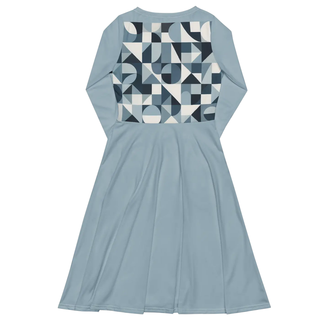 Geometric Pattern Midi Dress - Print Long Sleeve - DipaliZ
