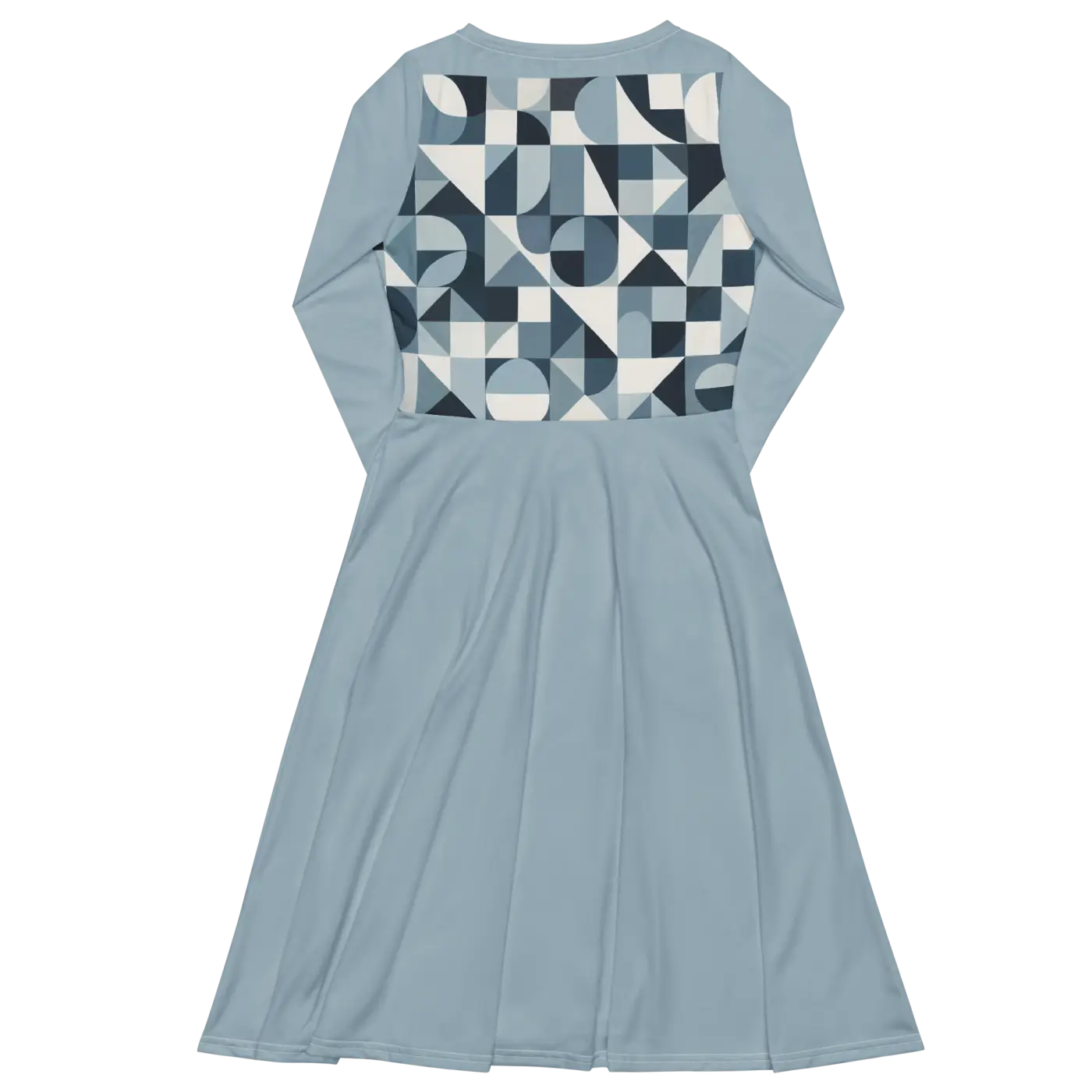 Geometric Pattern Midi Dress - Print Long Sleeve - DipaliZ