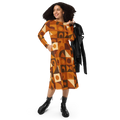 Geometric Pattern Midi Dress - Print Long Sleeve Autumn - DipaliZ