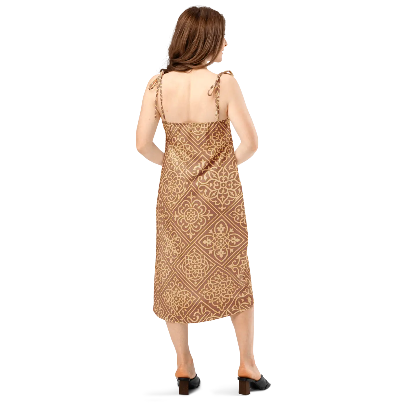 Geometric Pattern Midi Dress - Built-In Bra Support - DipaliZ