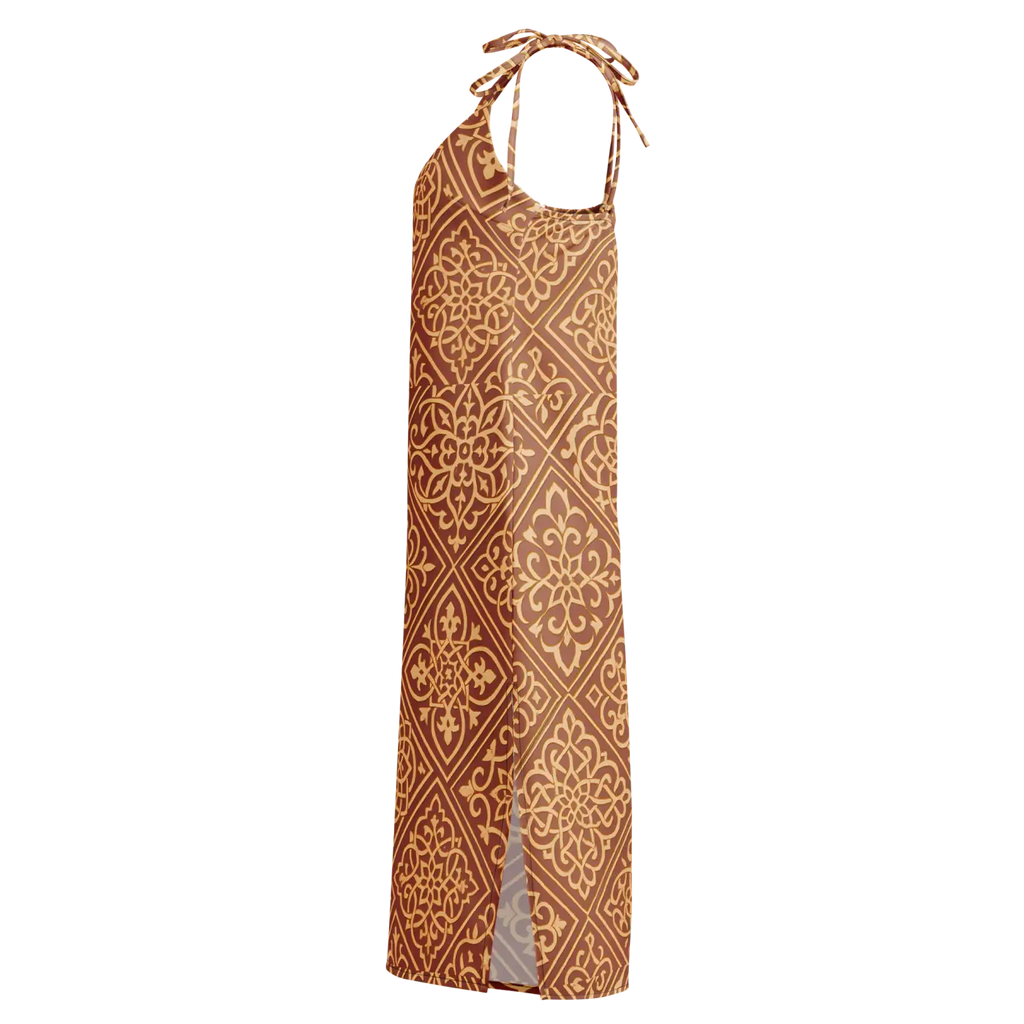 Geometric Pattern Midi Dress - Built-In Bra Support - DipaliZ
