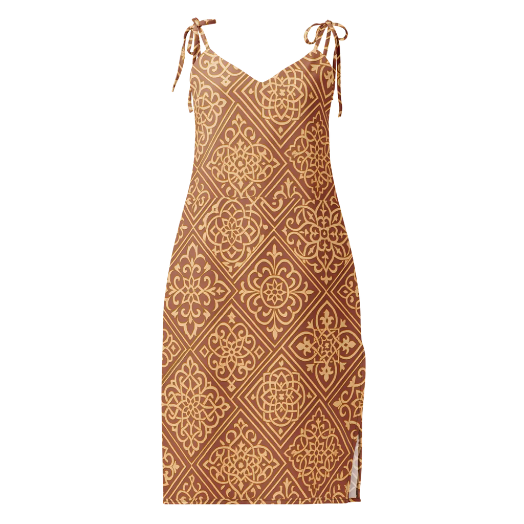Geometric Pattern Midi Dress - Built-In Bra Support - DipaliZ