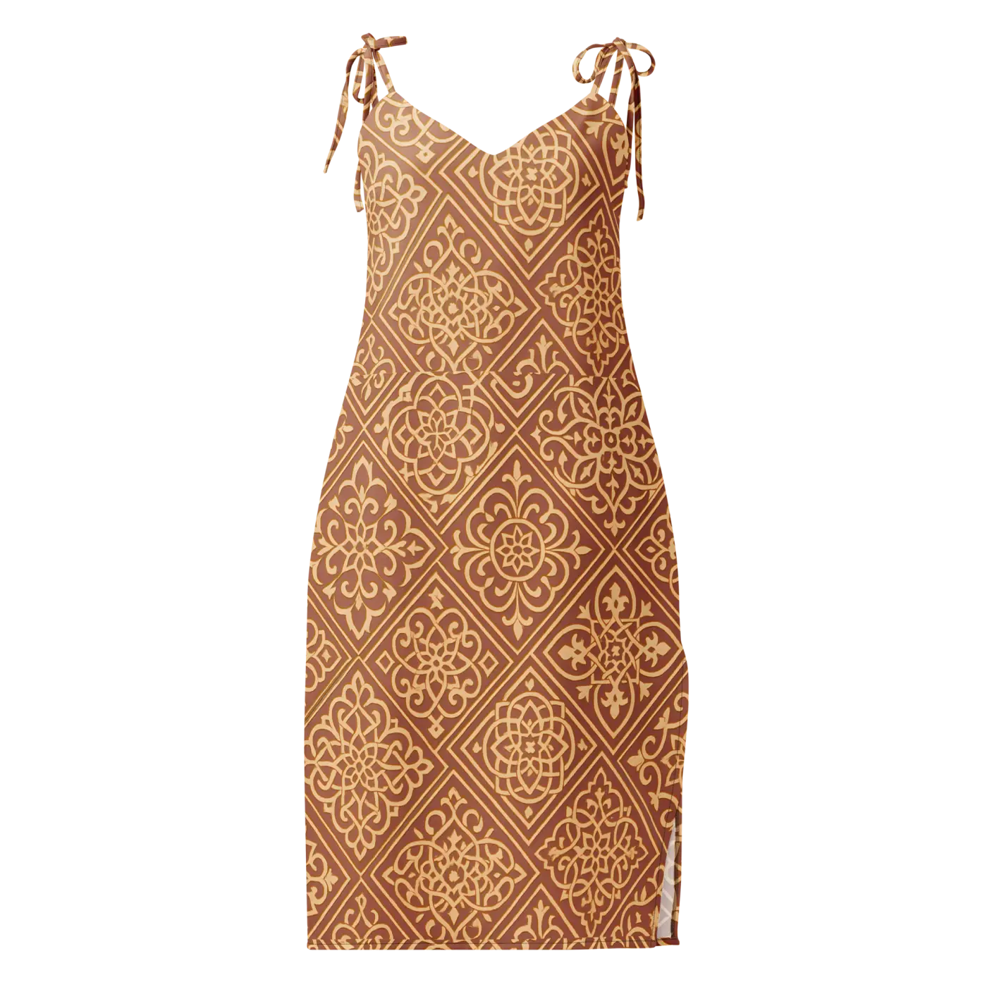 Geometric Pattern Midi Dress - Built-In Bra Support - DipaliZ