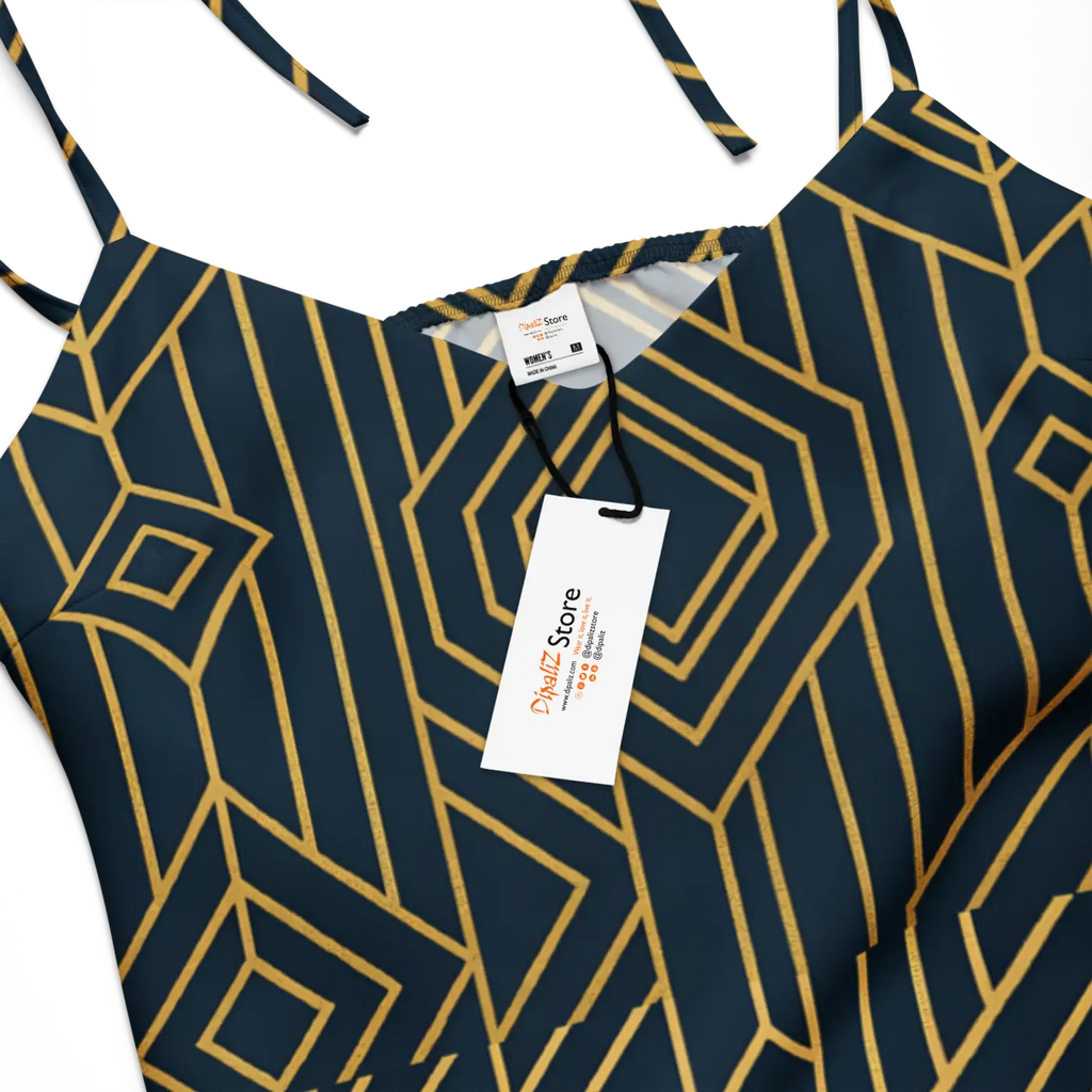Geometric Pattern Midi Dress - Dark Background Style - DipaliZ