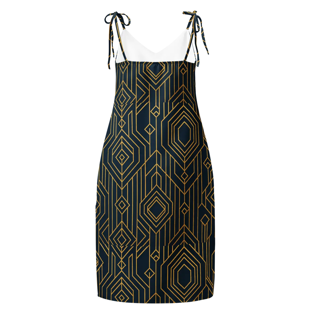 Geometric Pattern Midi Dress - Dark Background Style - DipaliZ