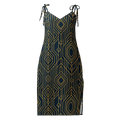 Geometric Pattern Midi Dress - Dark Background Style - DipaliZ
