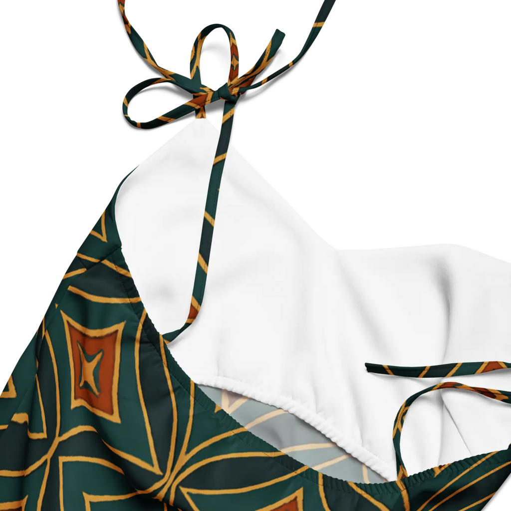 Emerald Green Midi Dress - Geometric Pattern Built-In Bra - DipaliZ