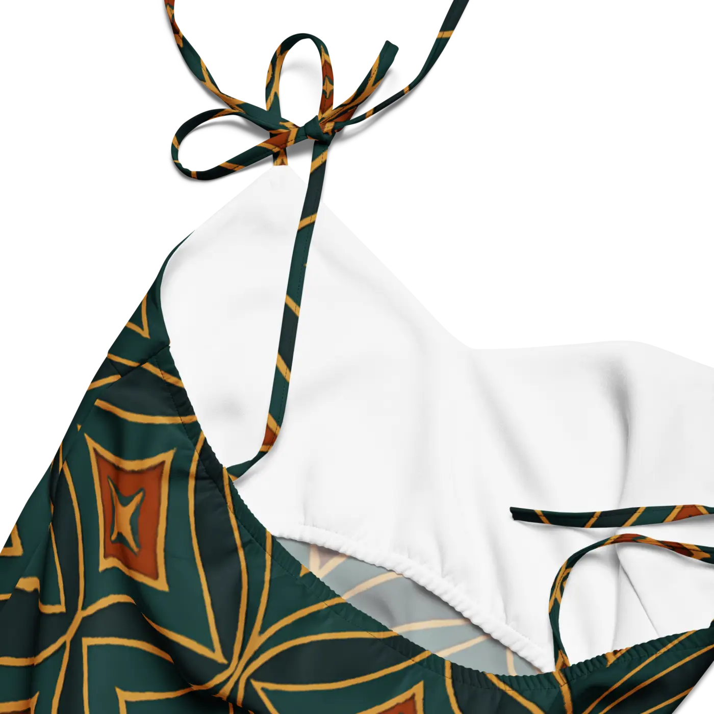 Emerald Green Midi Dress - Geometric Pattern Built-In Bra - DipaliZ