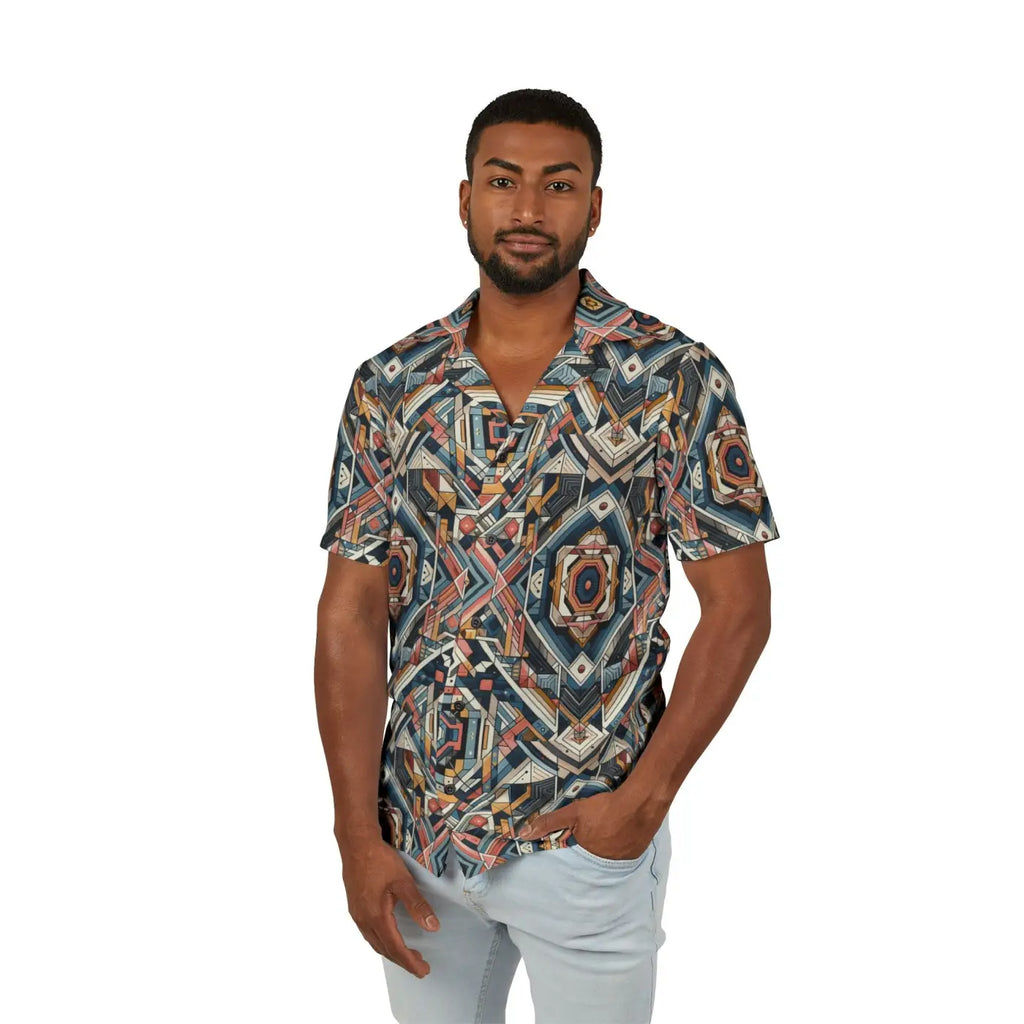 Vibrant Geometric Hawaiian Camp Shirt - Summer Style - DipaliZ