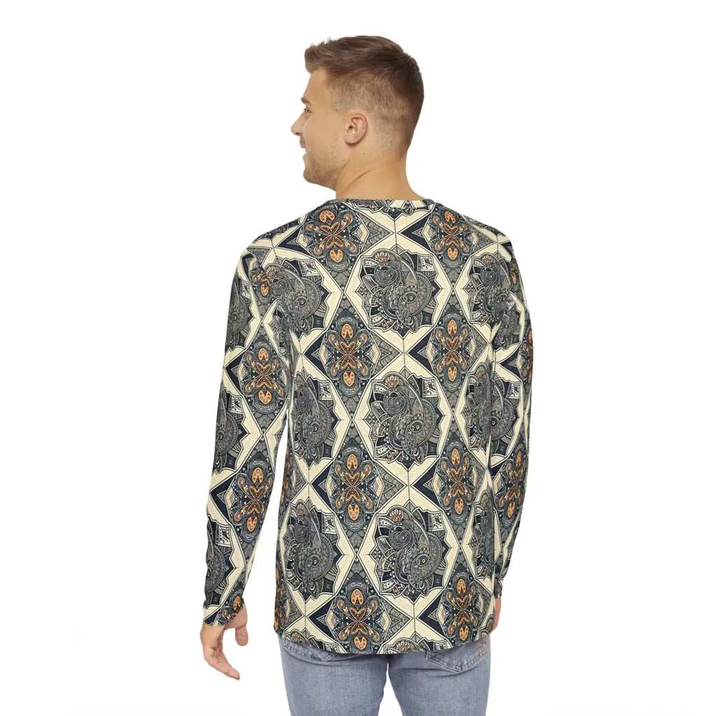 Geometric Pattern Long Sleeve AOP Shirt - Men's Comfort - DipaliZ