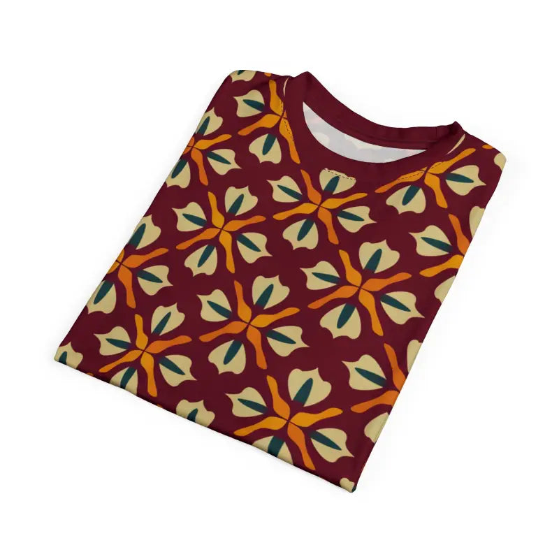 Geometric Pattern on Red Polyester Tee - Unisex AOP - DipaliZ