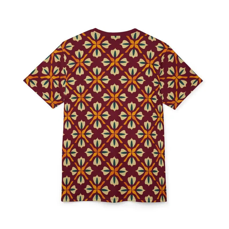 Geometric Pattern on Red Polyester Tee - Unisex AOP - DipaliZ