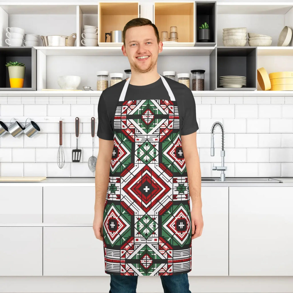 Geometric Pattern Apron - Tie-Back Closure Design - DipaliZ