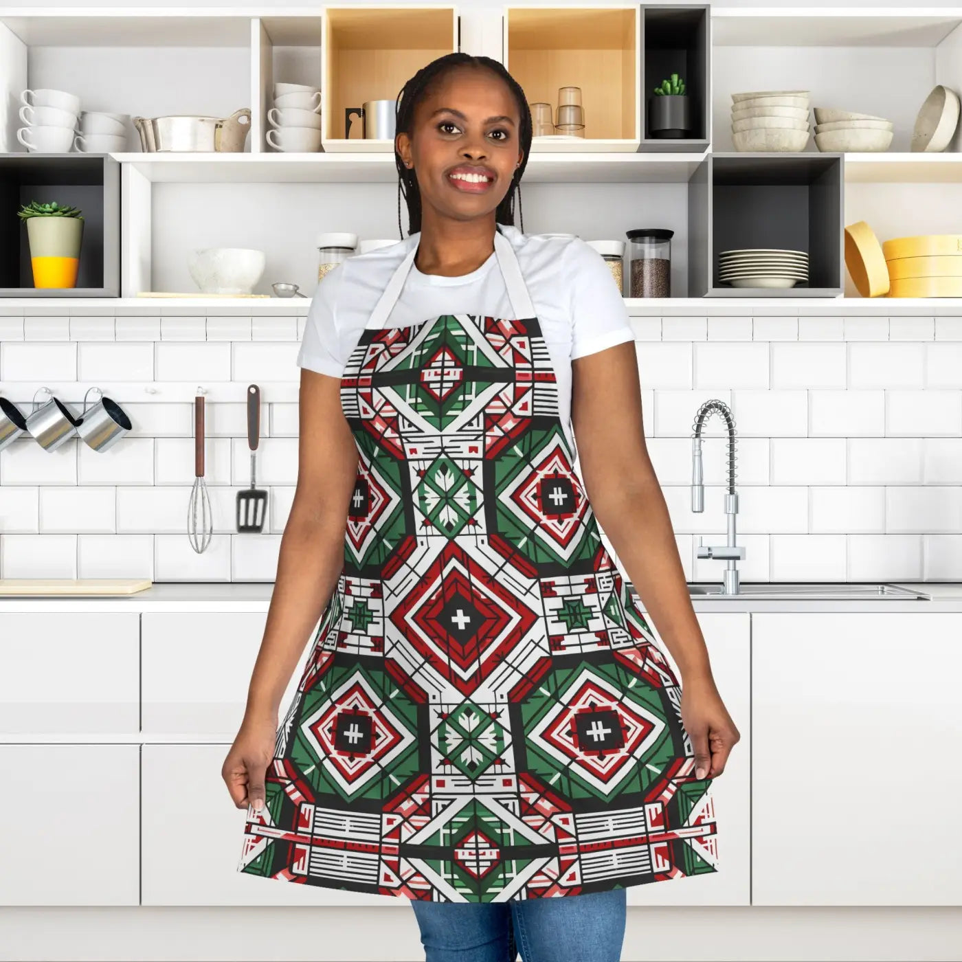 Geometric Pattern Apron - Tie-Back Closure Design - DipaliZ