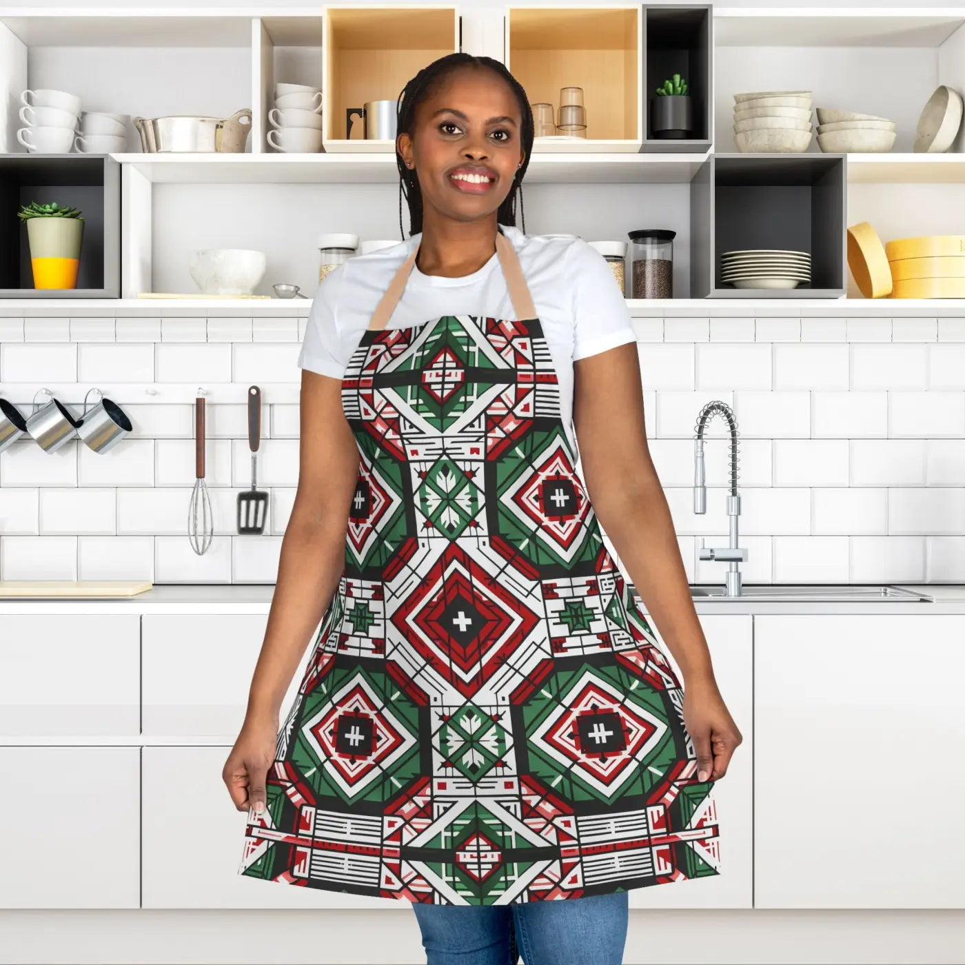 Geometric Pattern Apron - Tie-Back Closure Design - DipaliZ