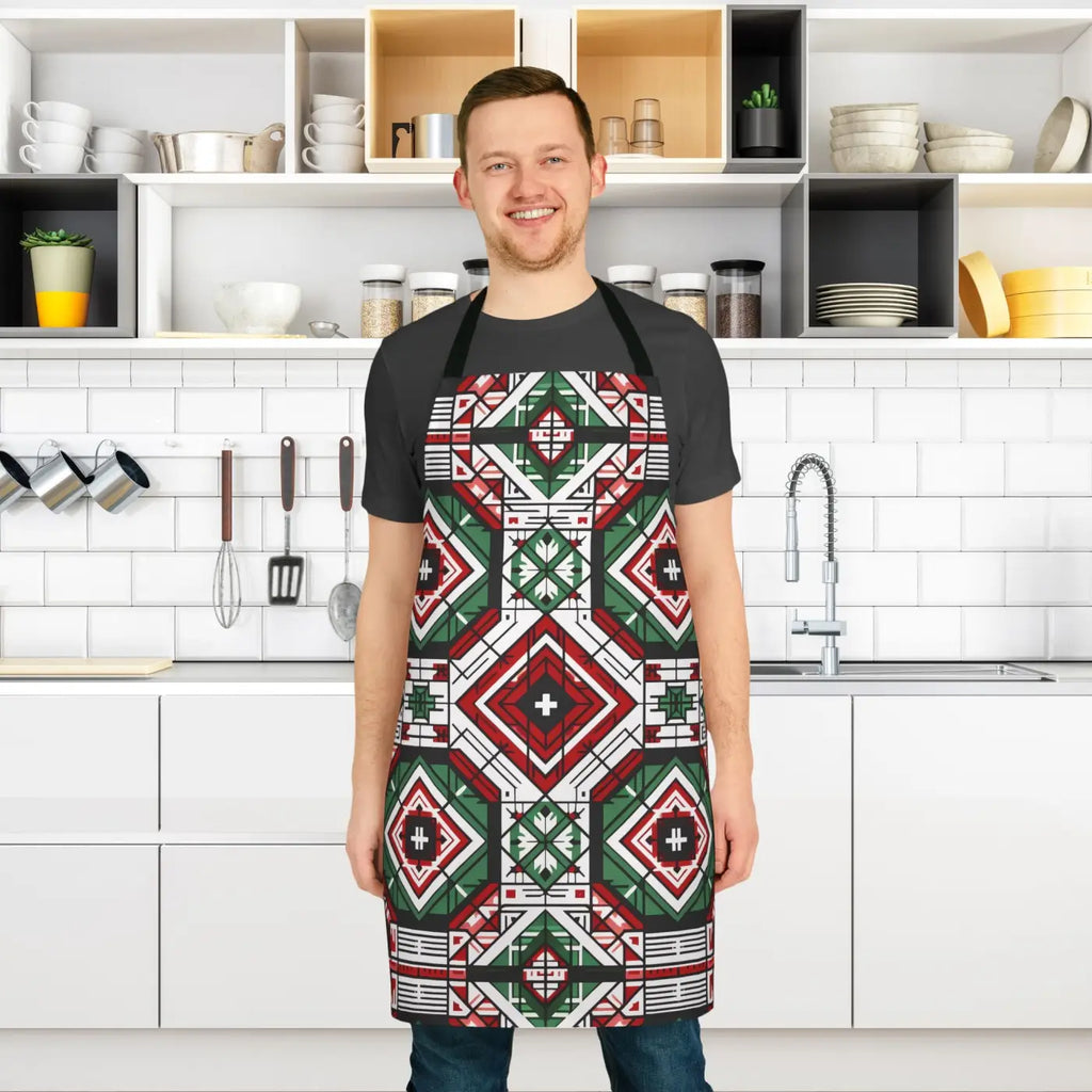 Geometric Pattern Apron - Tie-Back Closure Design - DipaliZ