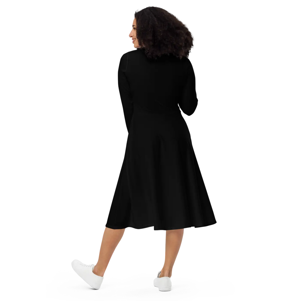 Geometric Print Long Sleeve Midi Dress - Runway Ready - DipaliZ