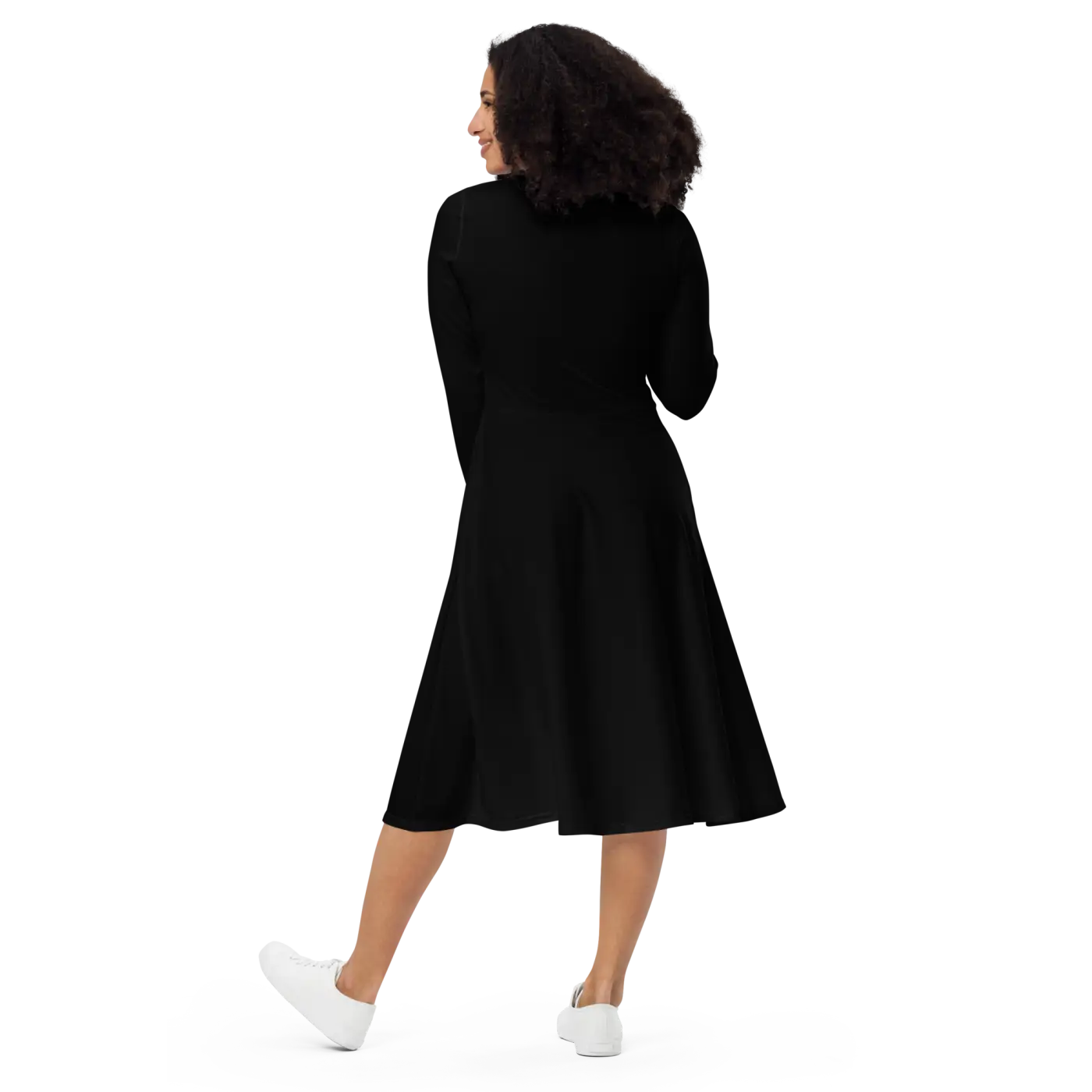Geometric Print Long Sleeve Midi Dress - Runway Ready - DipaliZ