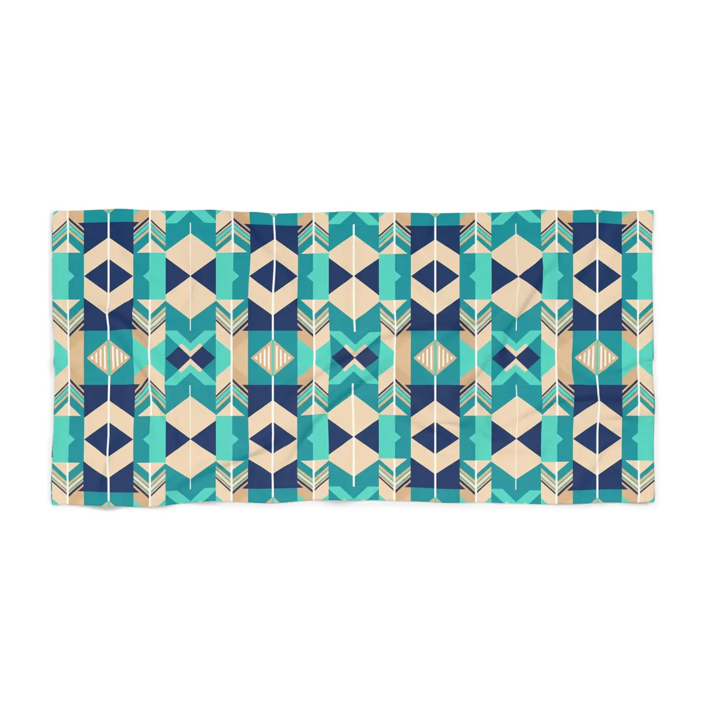 Geometric Teal Aztec Beach Towel - Vibrant Pattern - DipaliZ