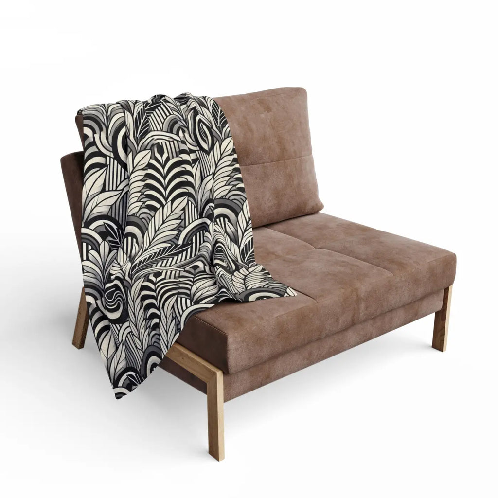 Vibrant Arctic Fleece Blanket - Geometrical Leaves Pattern - DipaliZ