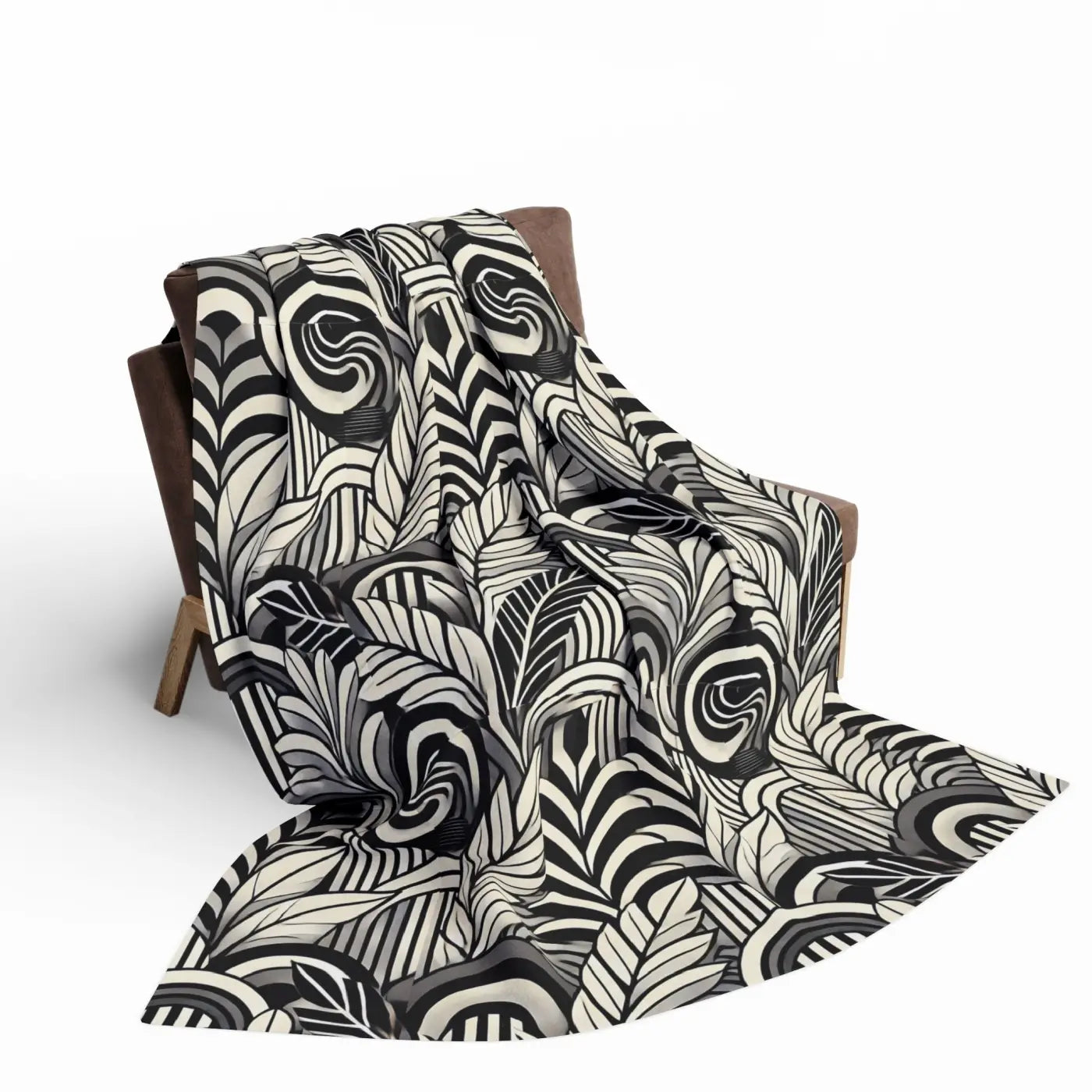 Vibrant Arctic Fleece Blanket - Geometrical Leaves Pattern - DipaliZ