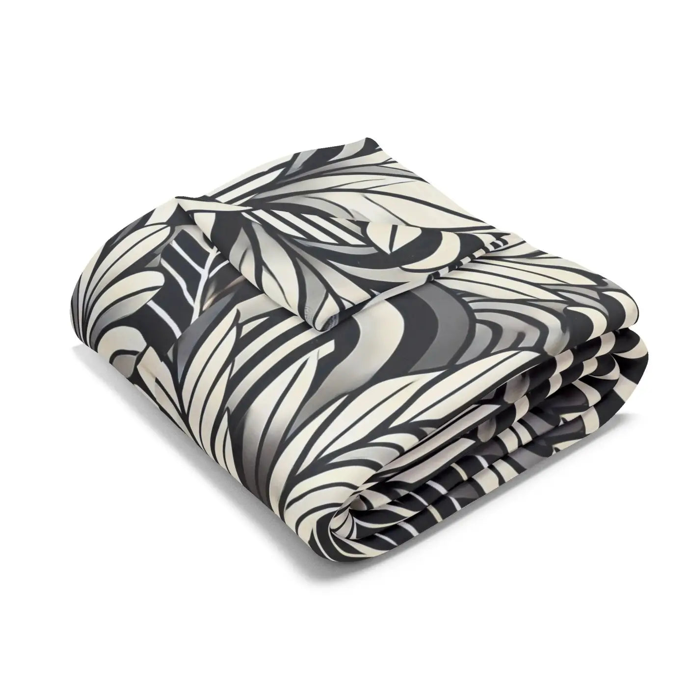 Vibrant Arctic Fleece Blanket - Geometrical Leaves Pattern - DipaliZ