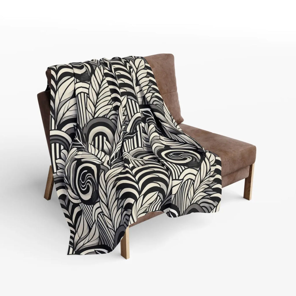 Vibrant Arctic Fleece Blanket - Geometrical Leaves Pattern - DipaliZ