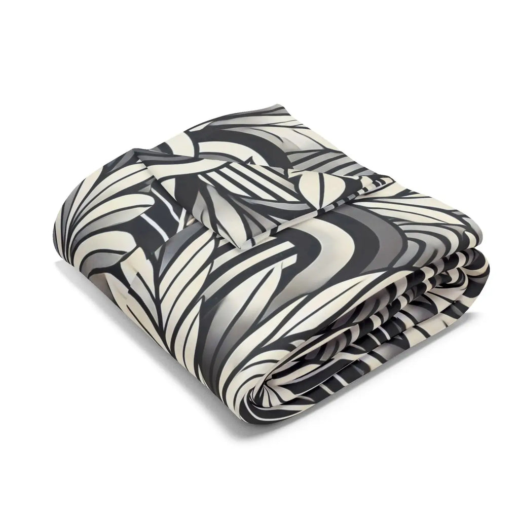 Vibrant Arctic Fleece Blanket - Geometrical Leaves Pattern - DipaliZ