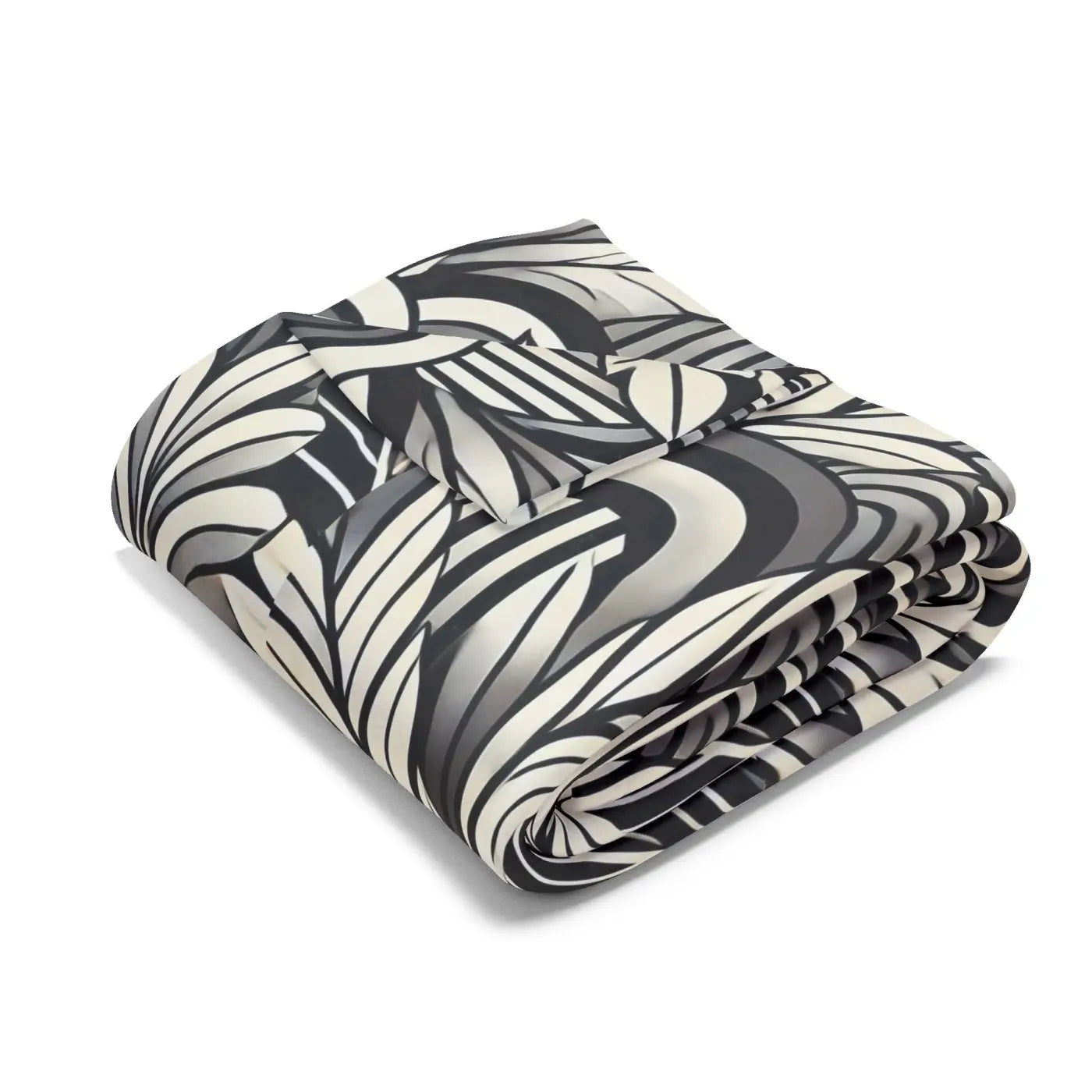 Vibrant Arctic Fleece Blanket - Geometrical Leaves Pattern - DipaliZ