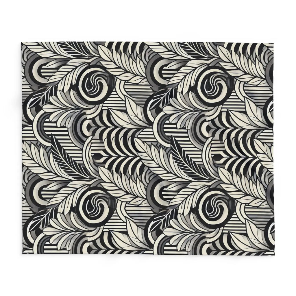 Vibrant Arctic Fleece Blanket - Geometrical Leaves Pattern - DipaliZ