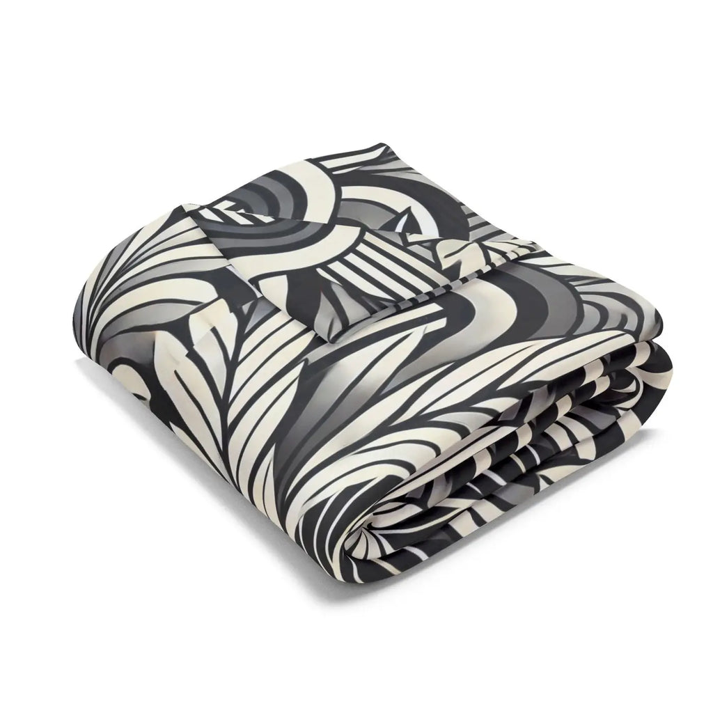 Vibrant Arctic Fleece Blanket - Geometrical Leaves Pattern - DipaliZ