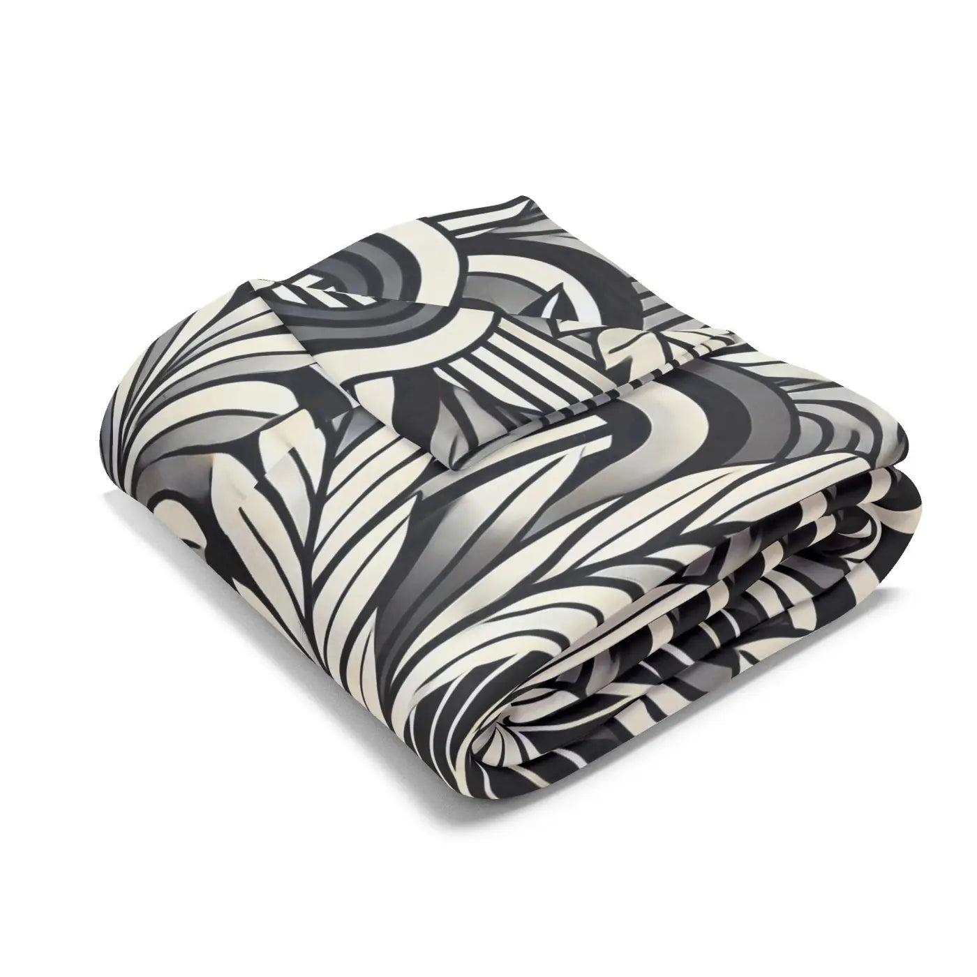 Vibrant Arctic Fleece Blanket - Geometrical Leaves Pattern - DipaliZ