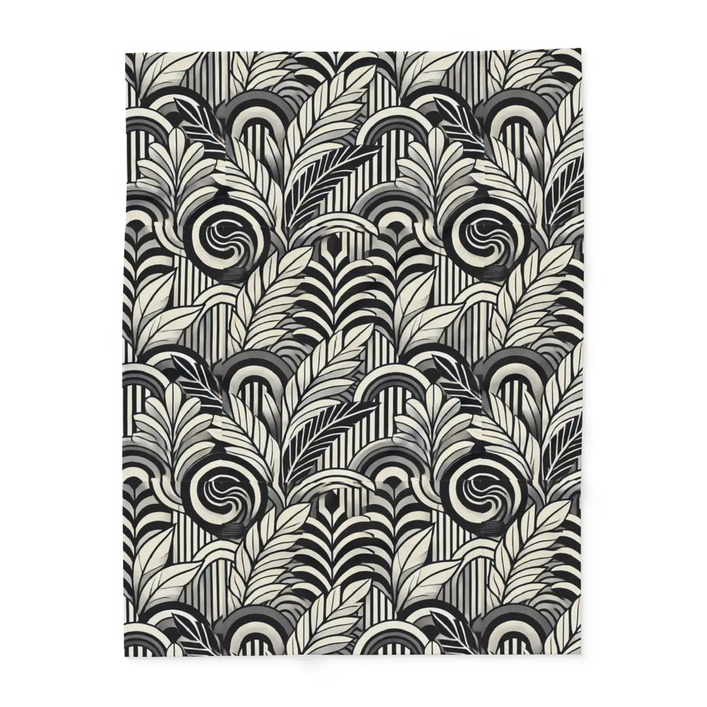 Vibrant Arctic Fleece Blanket - Geometrical Leaves Pattern - DipaliZ