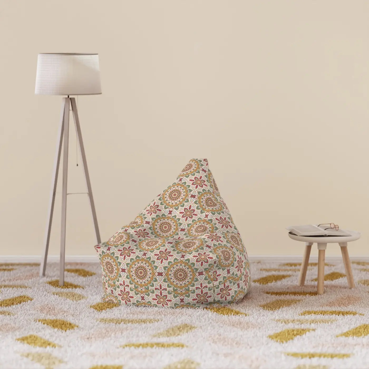 Geometrical Pattern Bean Bag Cover - Durable Material - DipaliZ