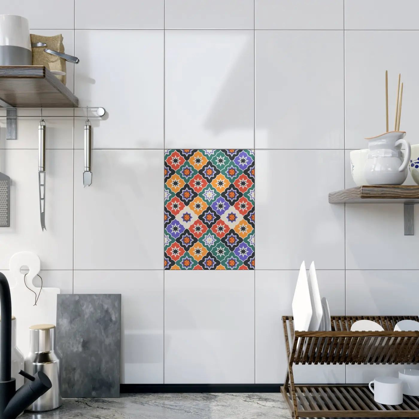 Stylish Geometrical Ceramic Photo Tiles - Wall Decor - DipaliZ