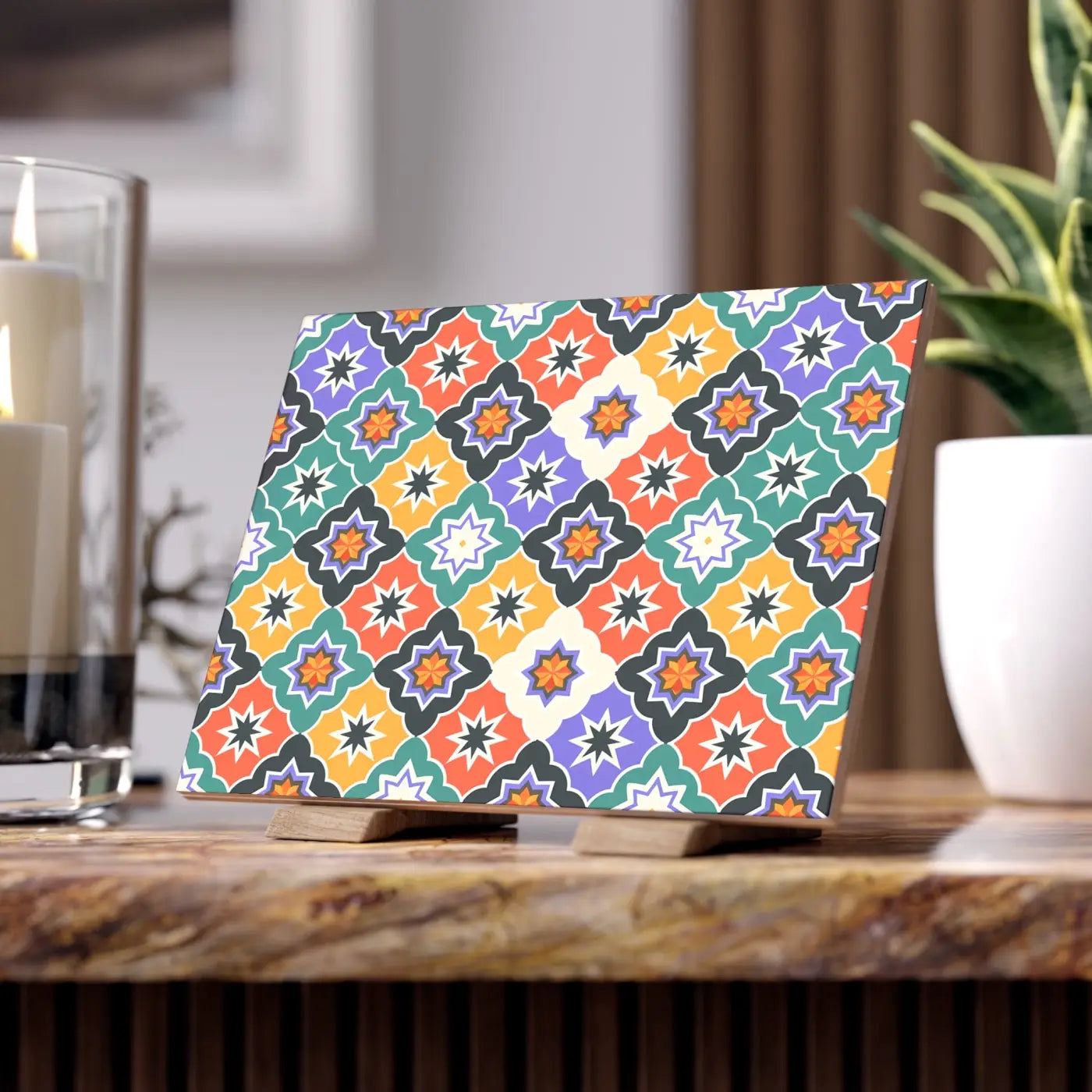 Stylish Geometrical Ceramic Photo Tiles - Wall Decor - DipaliZ