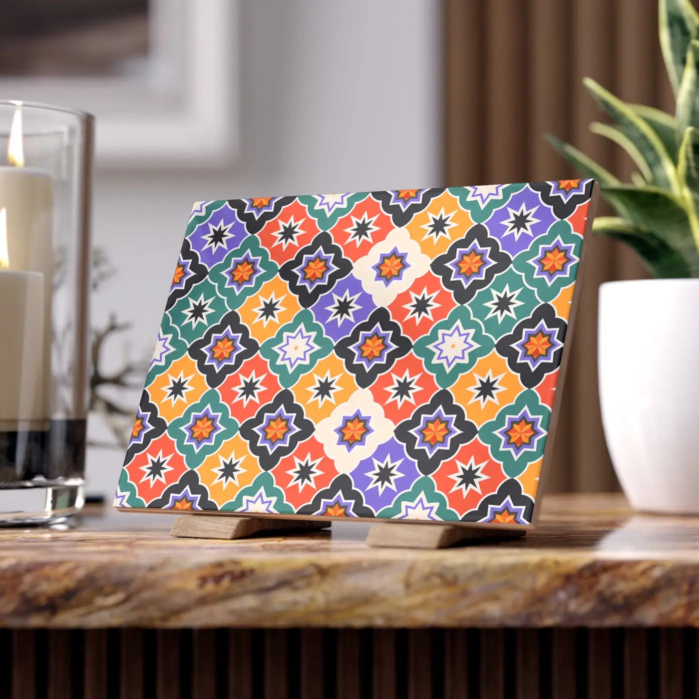 Stylish Geometrical Ceramic Photo Tiles - Wall Decor - DipaliZ