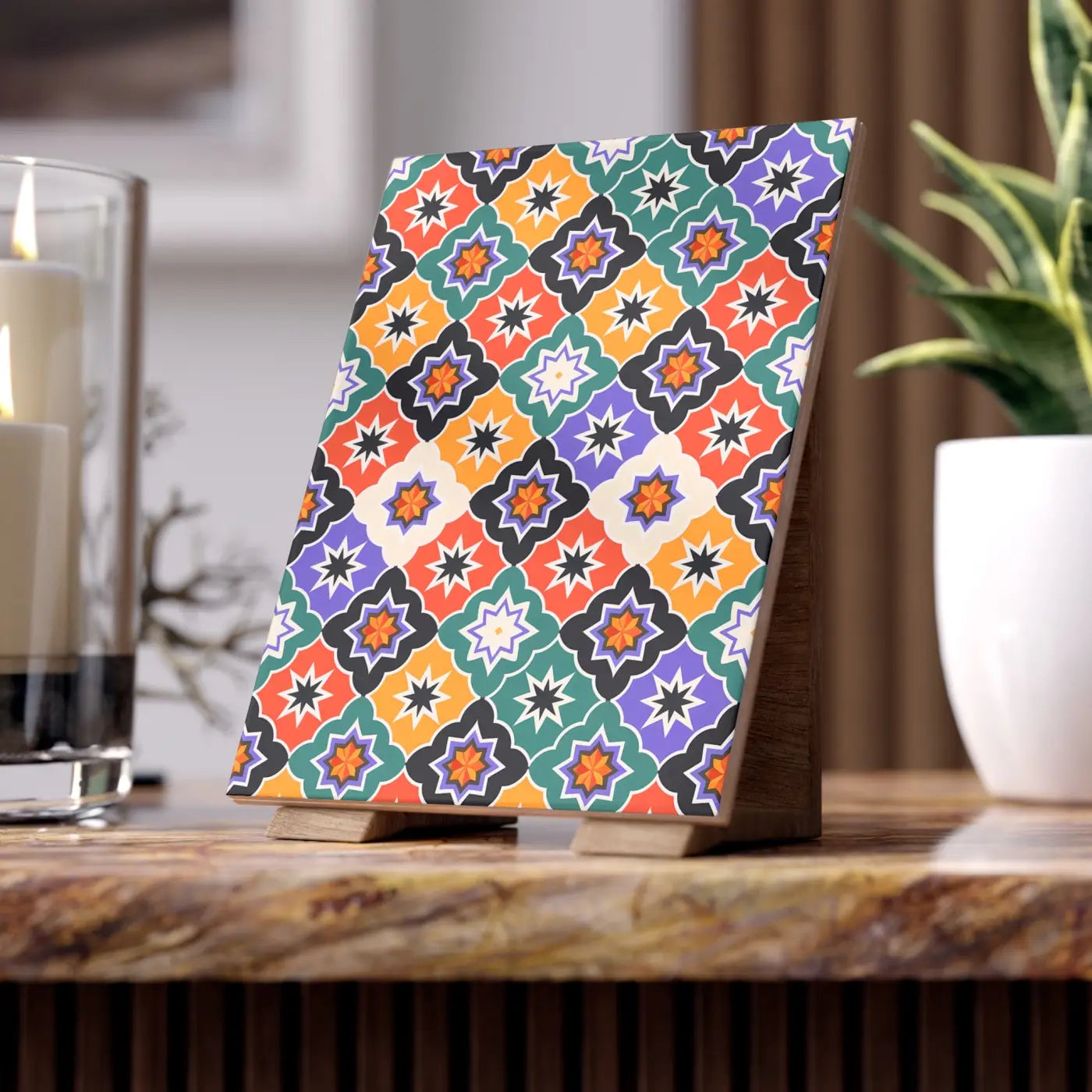 Stylish Geometrical Ceramic Photo Tiles - Wall Decor - DipaliZ