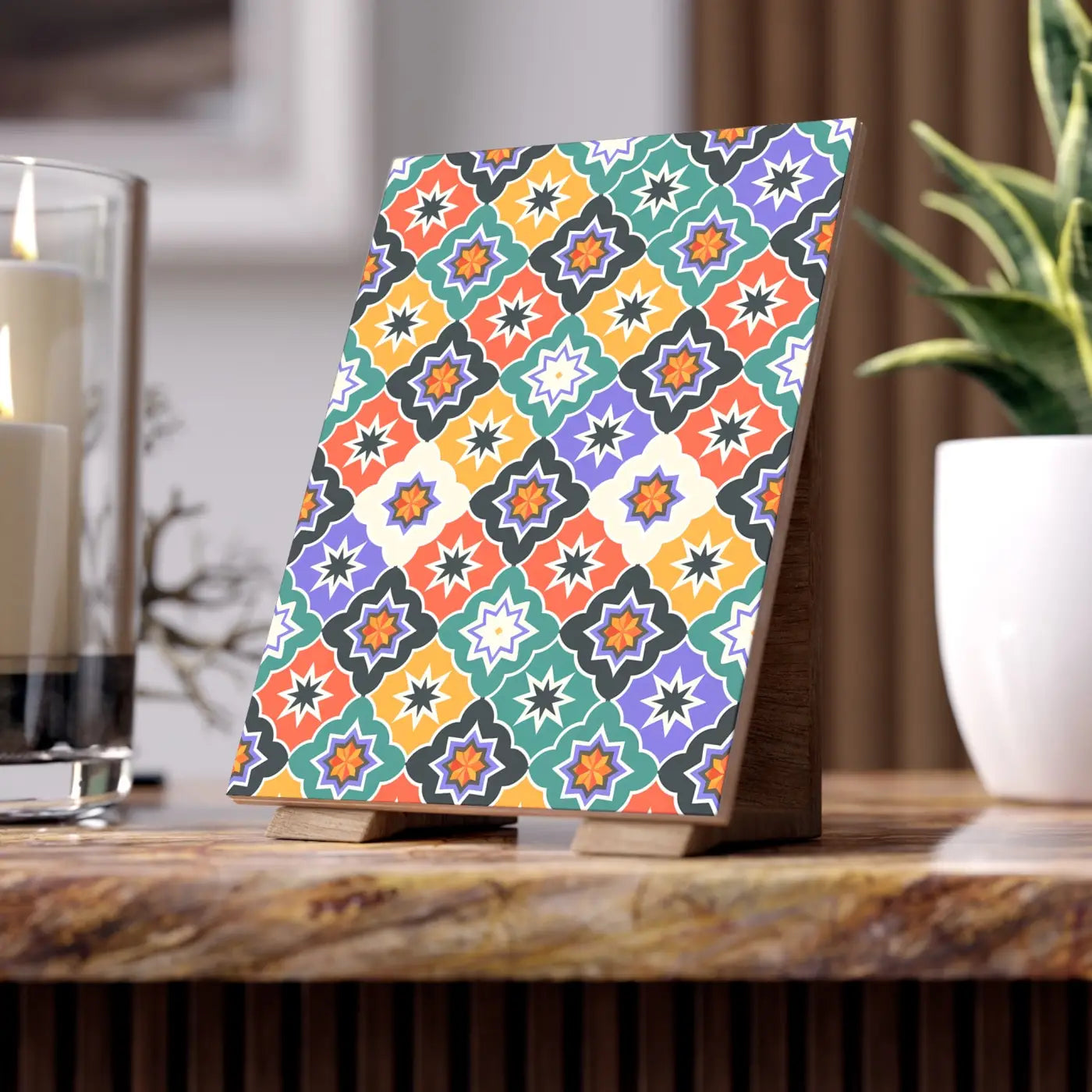 Stylish Geometrical Ceramic Photo Tiles - Wall Decor - DipaliZ