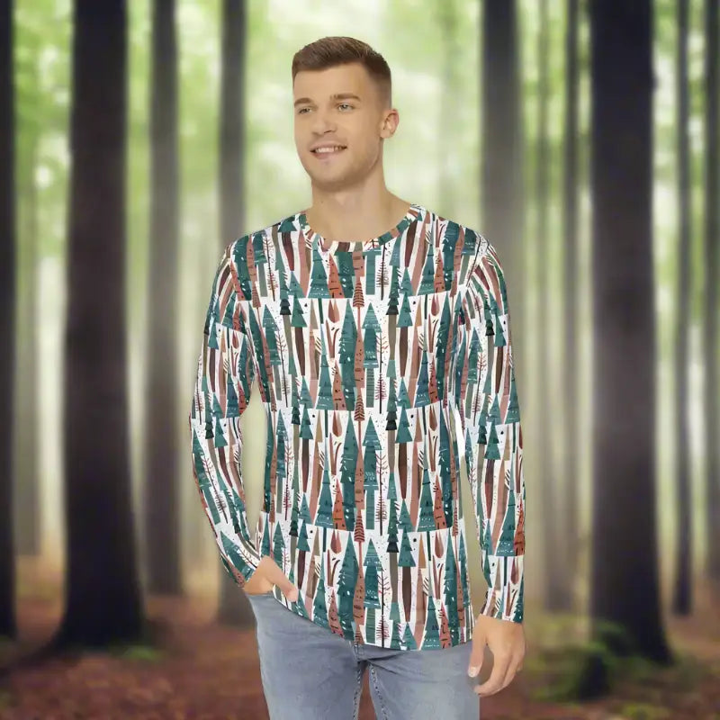 Cozy Forest Tees - Men's Long Sleeve Nature Escape - DipaliZ