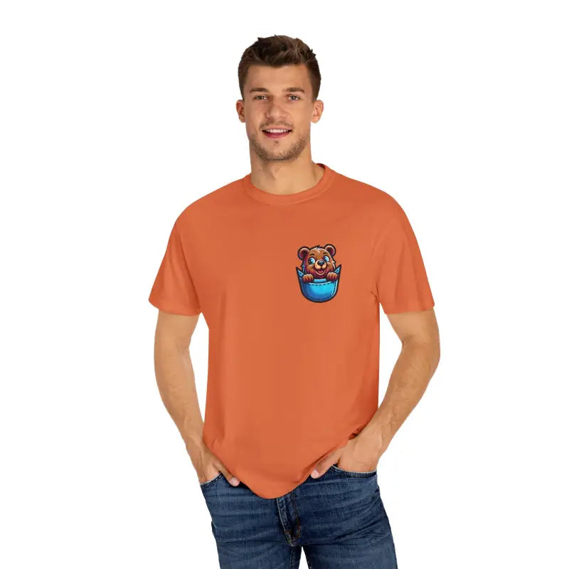 Bear in a Pocket Tee - Cozy Cotton Women's Top - DipaliZ
