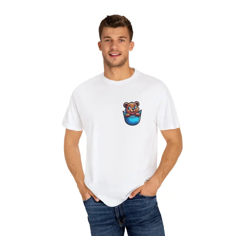 Bear in a Pocket Tee - Cozy Cotton Women's Top - DipaliZ