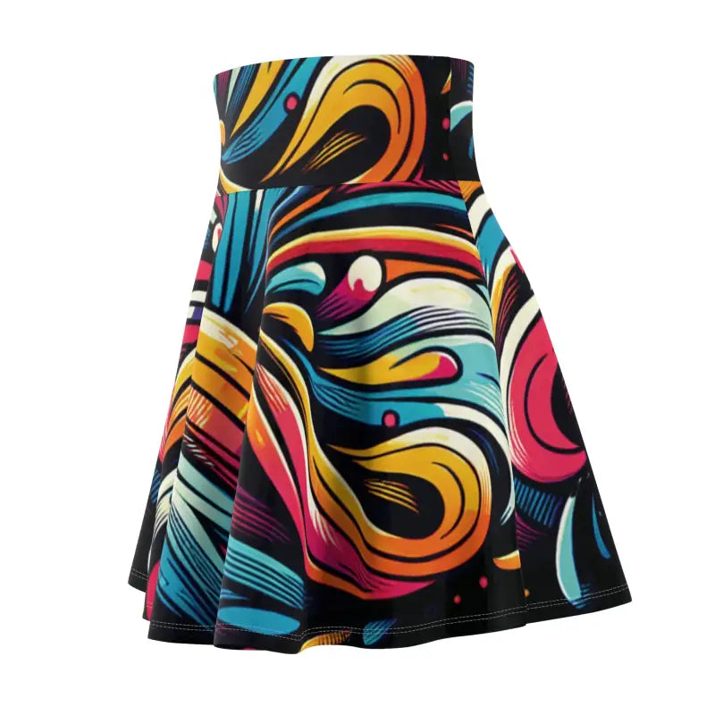 Vibrant Brushstrokes Skater Skirt - Women's Twirl Style - DipaliZ